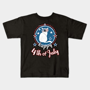 Happy 4Th of July Funny Patriot Cat Kids T-Shirt